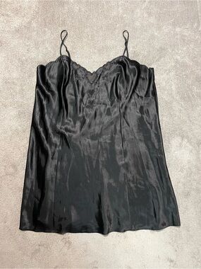 Lord & Taylor Satin Slip Dress Women’s 3X Black Heart Embroidered Lingerie Y2K